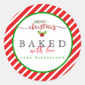 Sticker Rond Rouge Vert Cuit Avec Amour Noël (Devant)