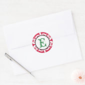 Sticker Rond Rouge vert goth punk monogramme premier mariage fa (Enveloppe)