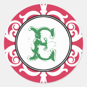 Sticker Rond Rouge vert goth punk monogramme premier mariage fa
