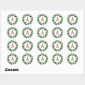 Sticker Rond Rouge & Vert Jolly Holly Monogramme (Feuille)