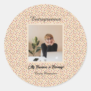 Sticker Rond Rouge, Vert, Or, Orange, Pois Brown