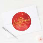 Sticker Rond Rouge vif Or Joyeux Noël Bonne Année  (Enveloppe)