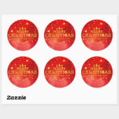 Sticker Rond Rouge vif Or Joyeux Noël Bonne Année  (Feuille)