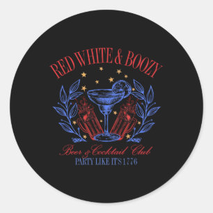 Sticker Rond Rouge Vintage Blanc Et Queue D'ivrogne Drôle Club