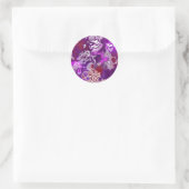 Sticker Rond Rouge violet Abstrait Marbre moderne Fluid Art (Sac)