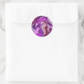 Sticker Rond Rouge violet Abstrait Marbre moderne Fluid Art (Sac)