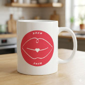 Sticker Rond Rouges Lèvres Rétro XOXO Saint-Valentin