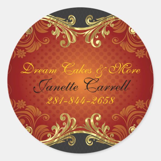 Sticker Rond Rouges Noir Et Or (Devant)