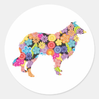 Sticker Rond Rough Collie