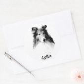 Sticker Rond Rough Collie Charbon (Enveloppe)