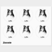 Sticker Rond Rough Collie Charbon (Feuille)
