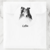 Sticker Rond Rough Collie Charbon (Sac)
