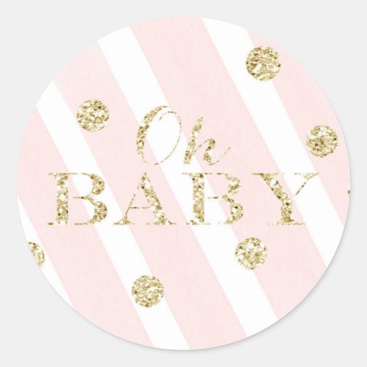 Sticker Rond Rougissent le rose et le bébé du baby shower | (Devant)