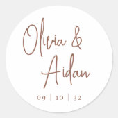 Sticker Rond Rouille | Mariage de script manuscrit moderne (Devant)