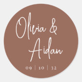 Sticker Rond Rouille | Mariage de script manuscrit moderne (Devant)
