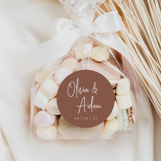 Sticker Rond Rouille | Mariage de script manuscrit moderne
