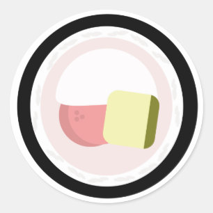 Sticker Rond Roulé de sushi saumon fromage à la crème avocat