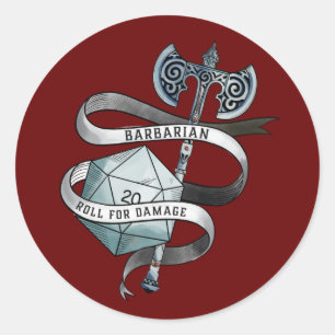Sticker Rond rouleau barbare pour dommages d20 grande hache