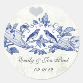 Sticker Rond Rouleau d'arbre de chêne Navy Oiseaux Mariage Auto (Devant)