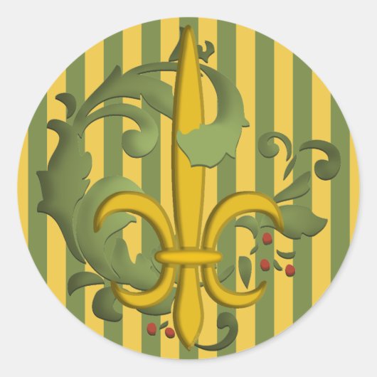 Sticker Rond Rouleau Fleur de lis de Noël (Devant)