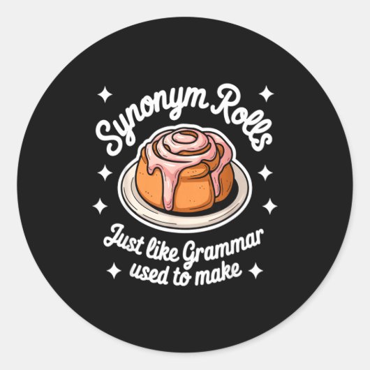 Sticker Rond Rouleaux de synonymes comme la grammaire utilisée (Devant)