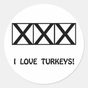 Sticker Rond Roulement, j'aime le T-shirts de dindes et les