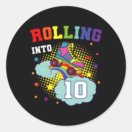 Sticker Rond Rouler Dans 10 Roller Skates Patinage Bdaypy (Devant)