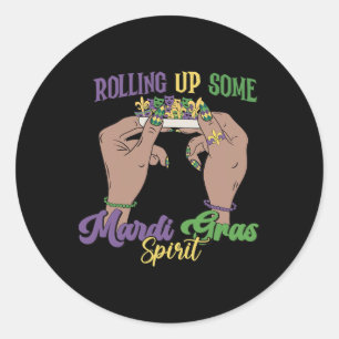 Sticker Rond Rouler Quelques Mardi Gras Spirit Funny Mardi Gras