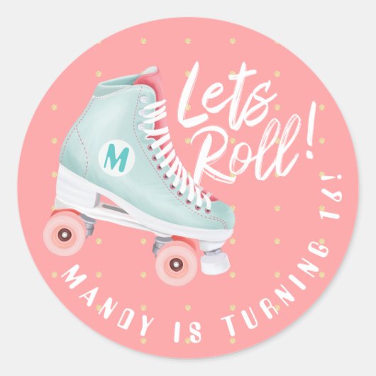 Sticker Rond Roulons Fun Retro Throwback Rollerskate Vibe (Devant)