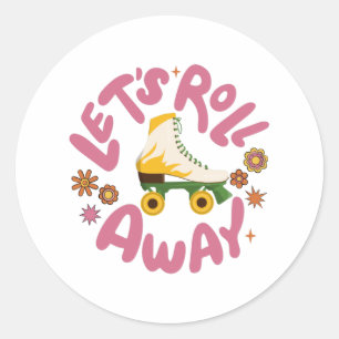 Sticker Rond Roulons les patins à rouleaux