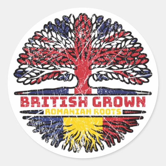 Sticker Rond Roumanie Royaume-Uni Royaume-Uni British Tree (Devant)