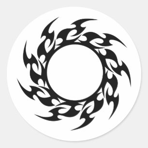 Sticker Rond round_flames_001 NOIR TRIBAL CIRCLE FIRE SHARP LO