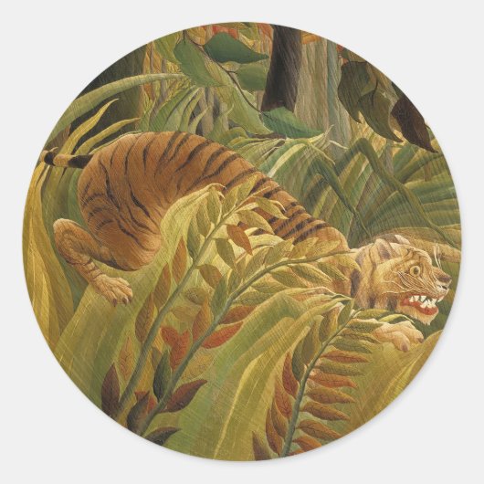 Sticker Rond Rousseau Jungle Tropical Tiger Art (Devant)