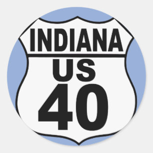 Sticker Rond Route 40 des États-Unis d'Indiana - La route natio