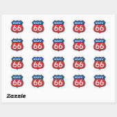 Sticker Rond Route 66 (Feuille)