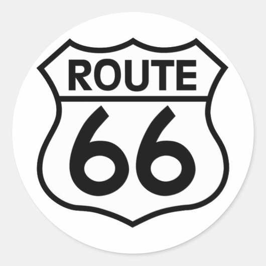 Sticker Rond Route 66 Autoroute Signal Vêtements et cadeaux (Devant)