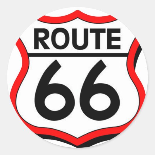 Sticker Rond Route 66 Bouclier avec rouge et ombre (Devant)