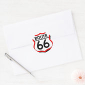 Sticker Rond Route 66 Bouclier avec rouge et ombre (Enveloppe)