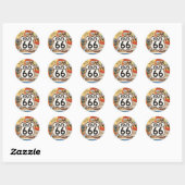 Sticker Rond Route 66 Colorée (Feuille)