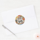 Sticker Rond Route 66 Colorée (Enveloppe)