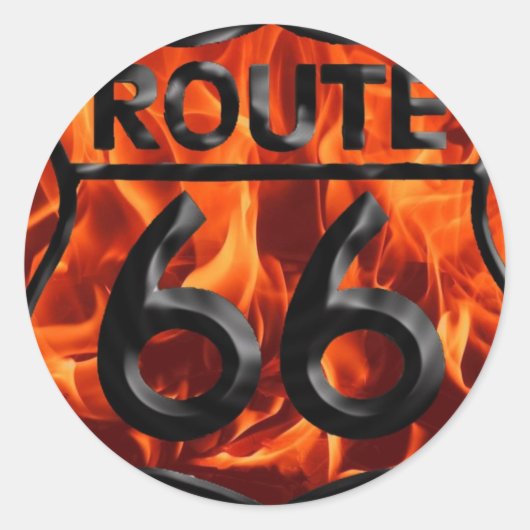 Sticker Rond Route 66 Incendie 1 (Devant)