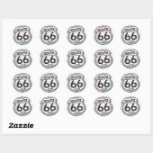 Sticker Rond Route 66 USA (Feuille)
