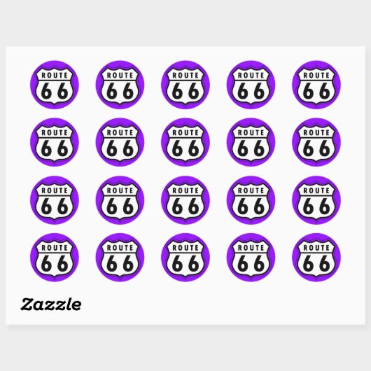 Sticker Rond Route 66 Violet (Feuille)