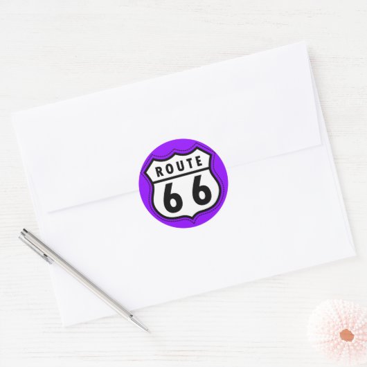 Sticker Rond Route 66 Violet (Enveloppe)
