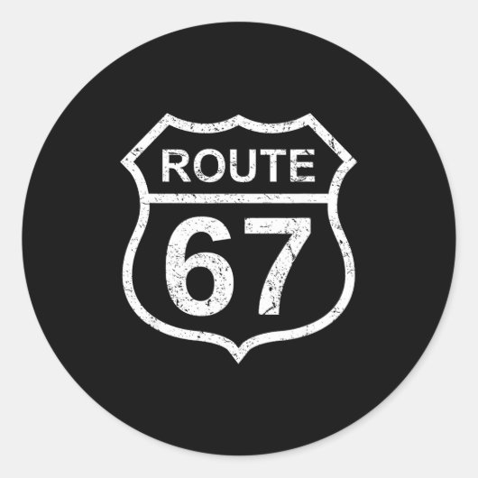 Sticker Rond Route 67 Funny Six Seven 6 7 Meme Interstate Highw (Devant)