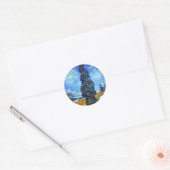 Sticker Rond Route avec Cypress et Star (1890) Van Gogh Art (Enveloppe)