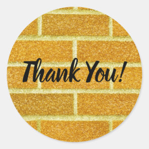 Sticker Rond Route de briques jaunes Fête d'anniversaire paille