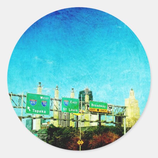 Sticker Rond Route de Kansas (Devant)