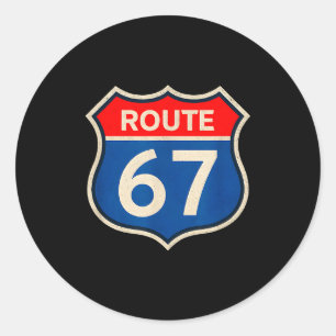 Sticker Rond Route Rétro 67 Mème Six Sept Aura Énergie Numéro 6
