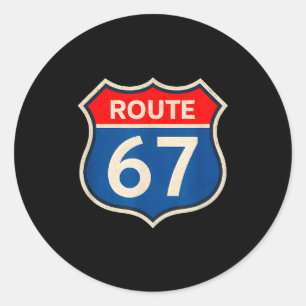 Sticker Rond Route Rétro 67 Mème Six Sept Aura Énergie Numéro 6